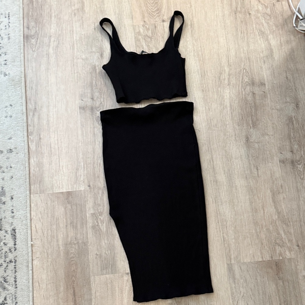 Lulu's Black Pencil Skirt set